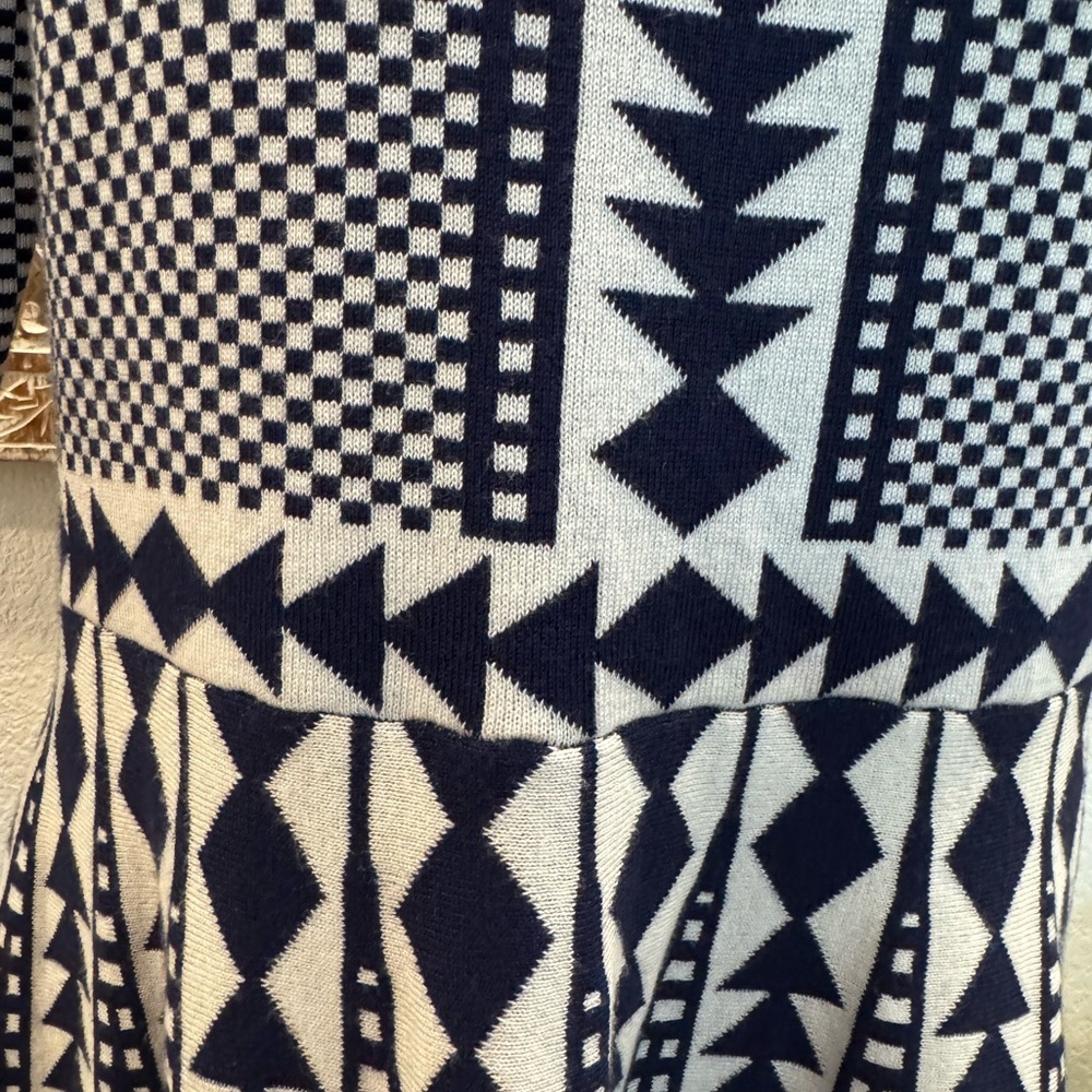 Nina Leonard Navy Blue & White Knit Midi Length Dress- size XL - Picture 9 of 11